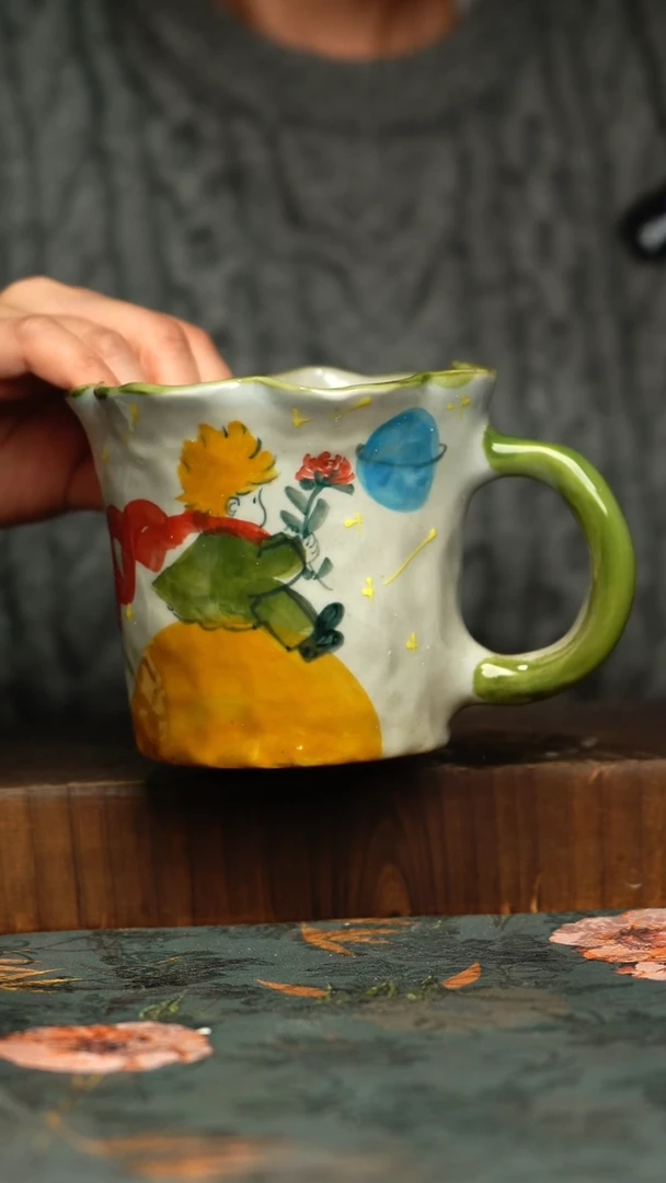 杯釉下彩手工手绘同款陶器