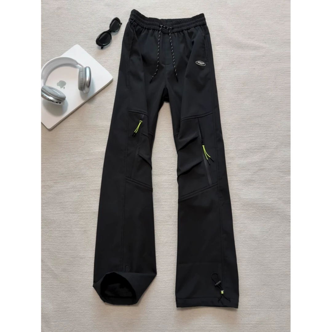 加绒加厚休闲工装冲锋裤男防水冬季新款直筒宽松百搭加绒显瘦裤子