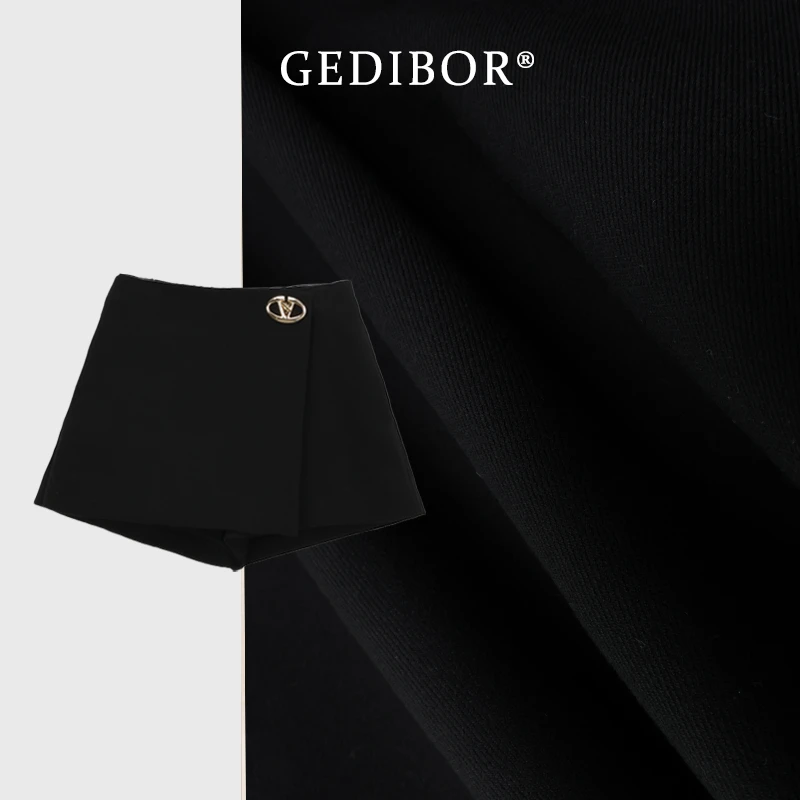 【GEDIBOR】“希尔顿”金扣时尚百搭显瘦气质半身裙