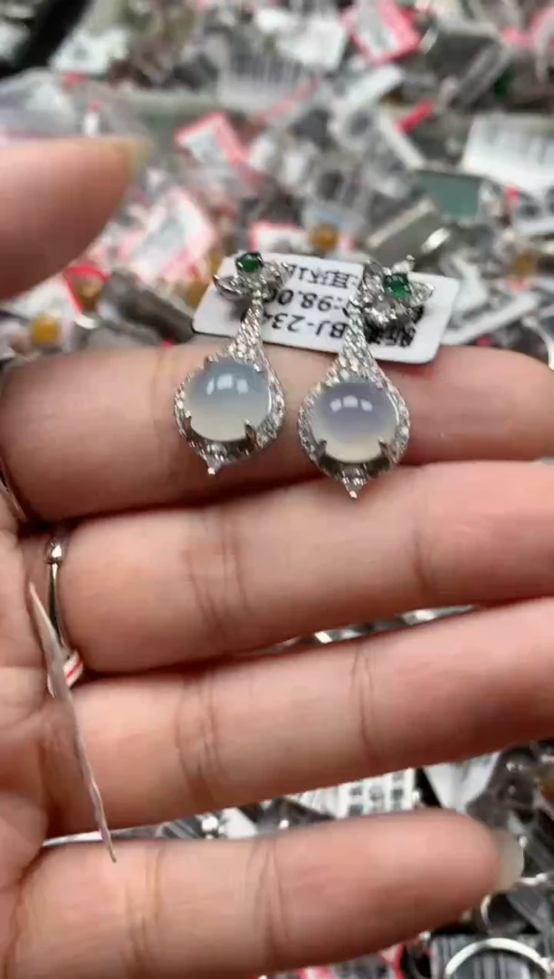 银S925镶嵌戒指翡翠天然A货缅甸翡翠