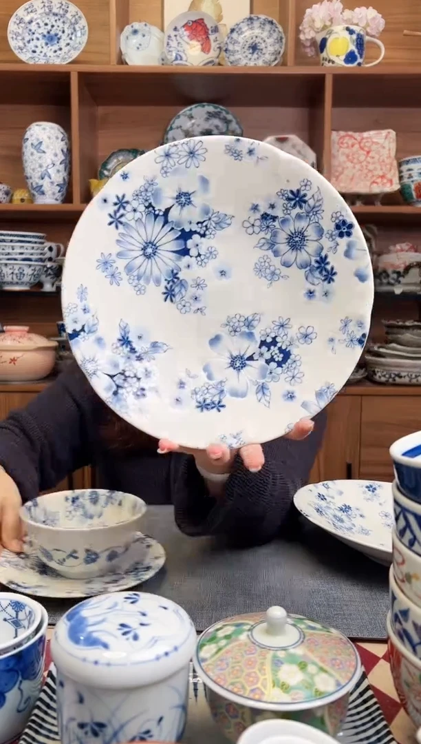 瓷片有古窑花集22cm深盘