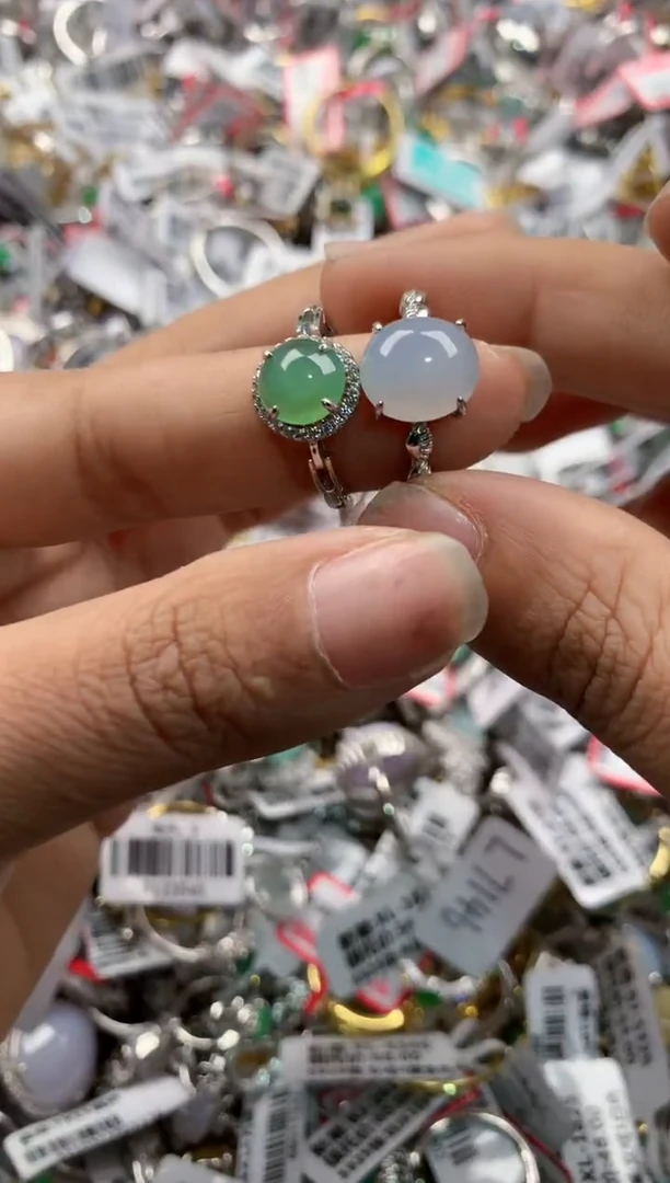 银S925镶嵌戒指翡翠101010---7
