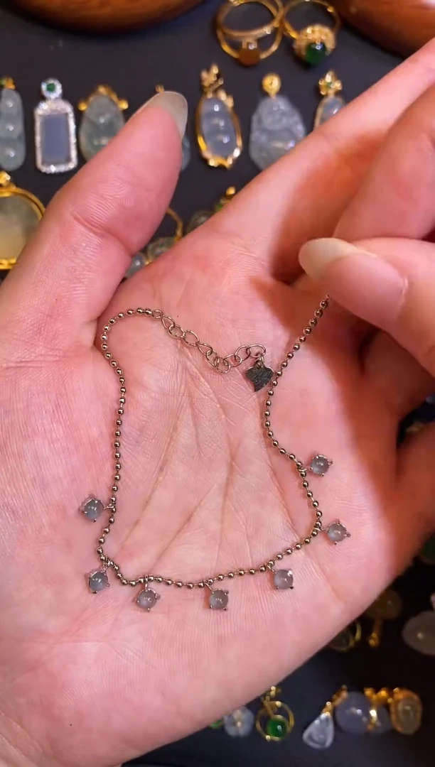 翡翠银S925镶嵌颈饰天然A货翡翠