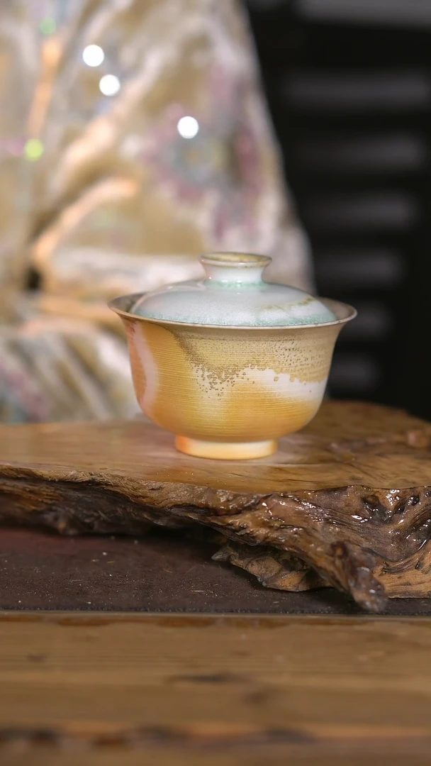 景德镇纯柴烧 中白泥盖碗 102（精品）