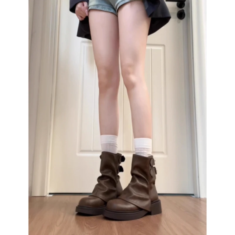 现货~厚底美拉德马丁靴女2025年秋冬新款裤管靴堆堆靴骑士靴短靴