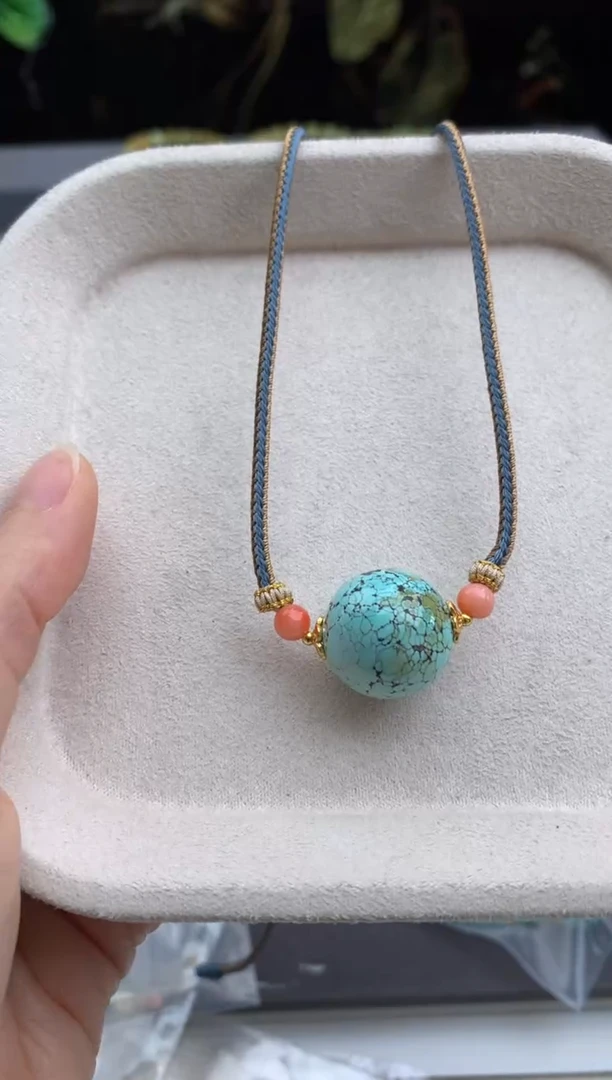 未镶嵌绿松石锁骨链茜.A87