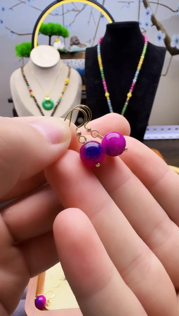 苏纪石（舒俱来）14K金镶嵌耳钉E04