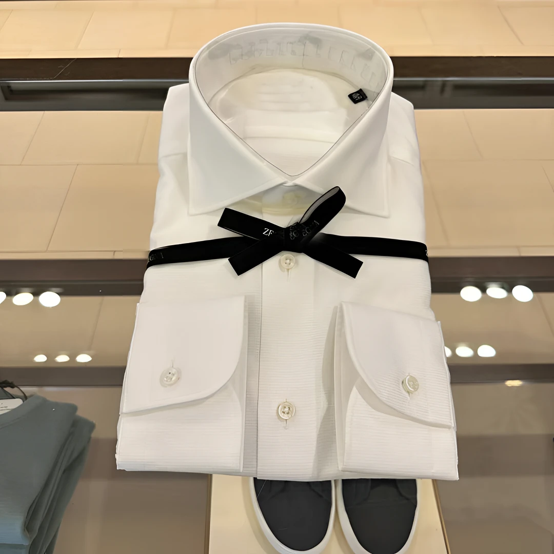 高端货！ 垂感+质感！男士商务休闲衬衫修身衬衣长袖纯色白色