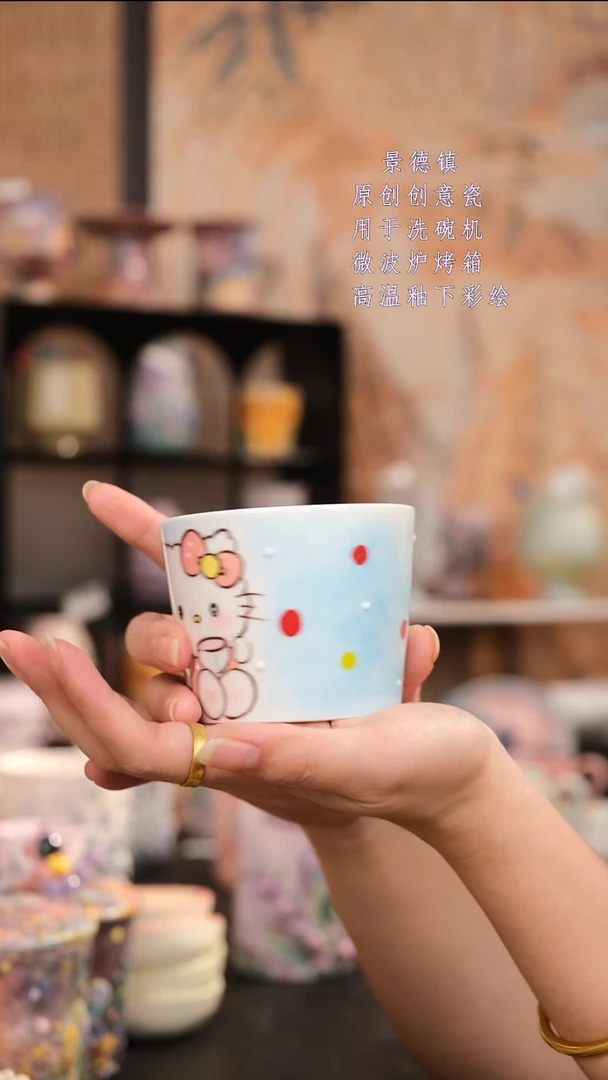 摆件景德镇手工手绘设计师款