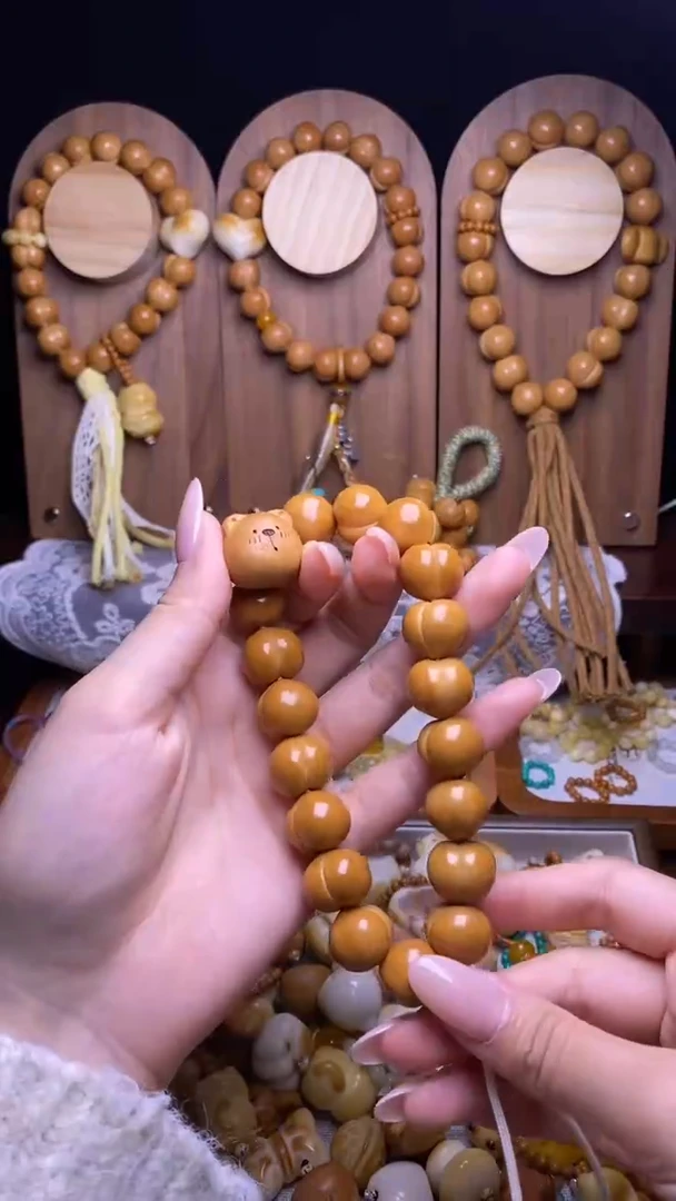 吊坠猴头核桃?****M全品手工精修光面小飞象吊坠木咖流苏
