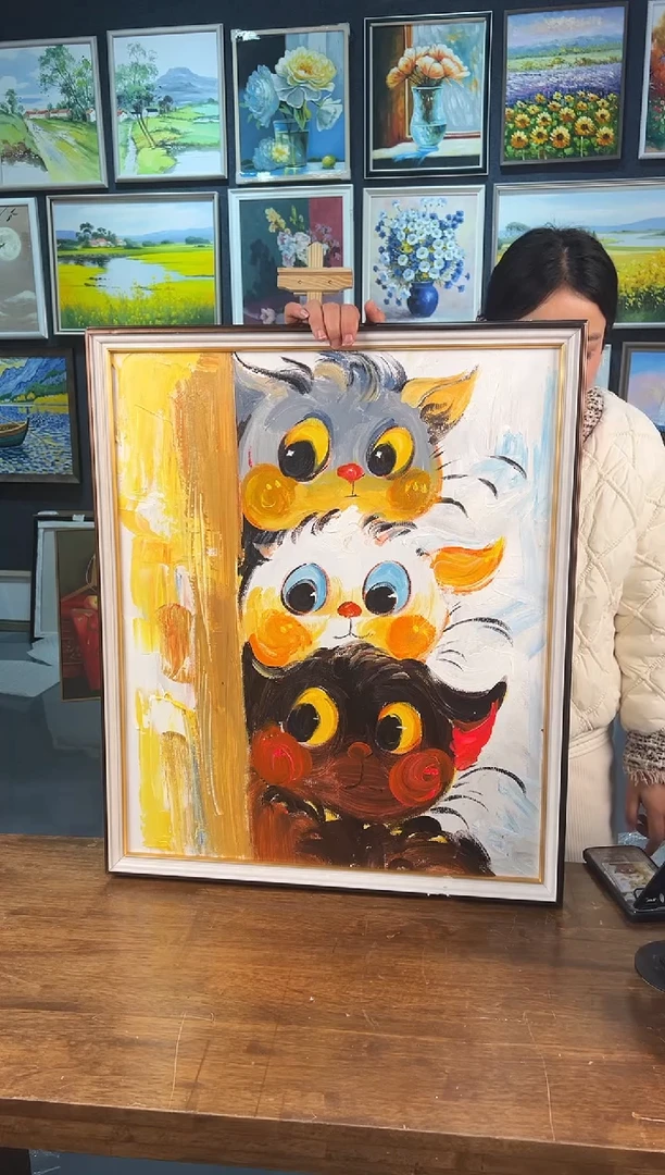 【闪购商品】油画35号 50*60 小猫-手绘油画