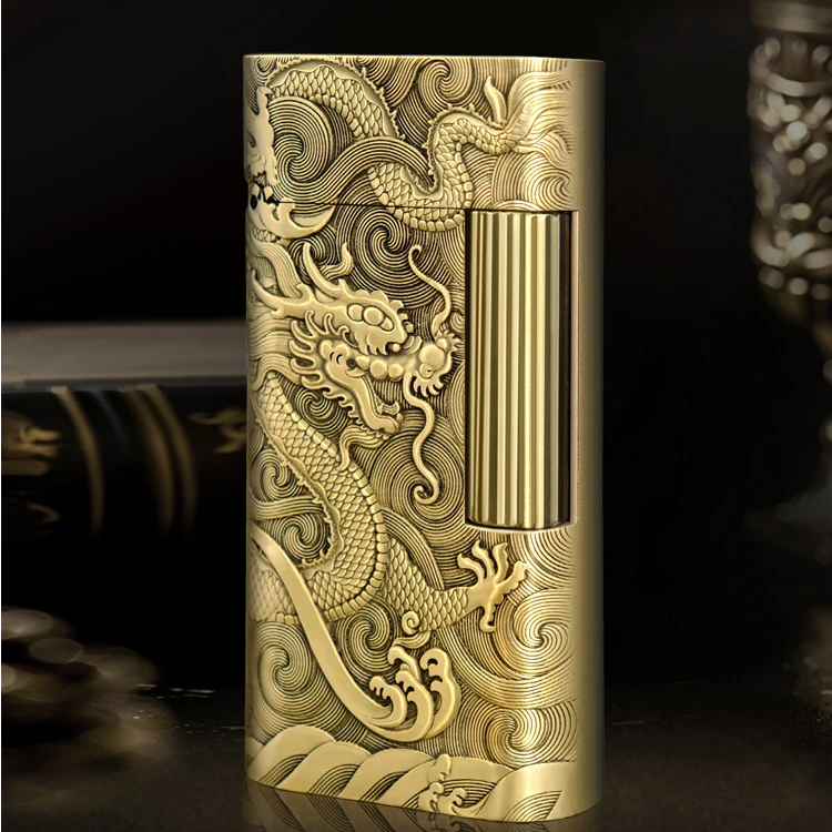 MYON欧洲勉牌爵士待机王金龙出海原铜双面立体浮雕工艺煤油打火机