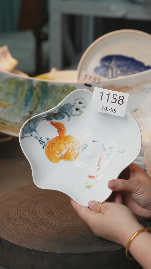 盘手绘釉下彩陶瓷餐具1158