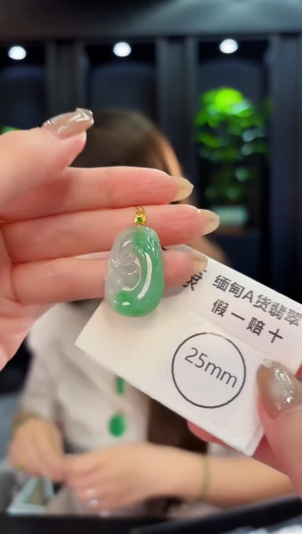 翡翠18K金镶嵌颈饰  缅料A货/支持复检/一件