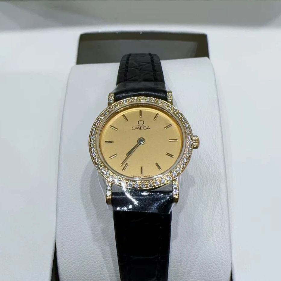 95新 Omega/欧米茄 石英表后镶钻盘22带12/256100535