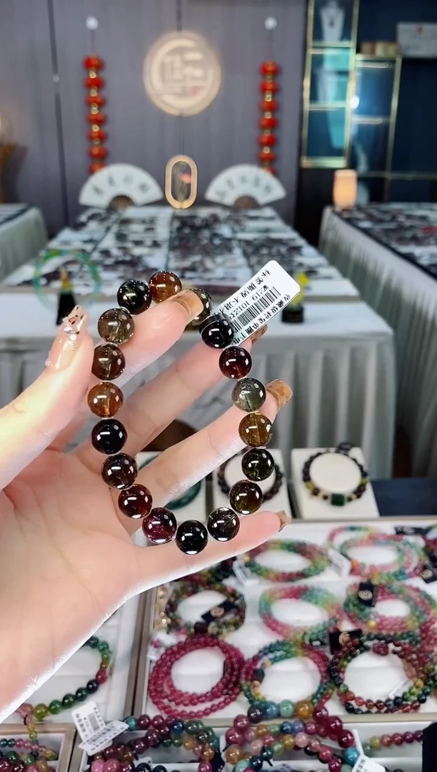 未镶嵌老矿碧玺黑糖净体单圈手串10mm+碧玺dan多样性发货一条