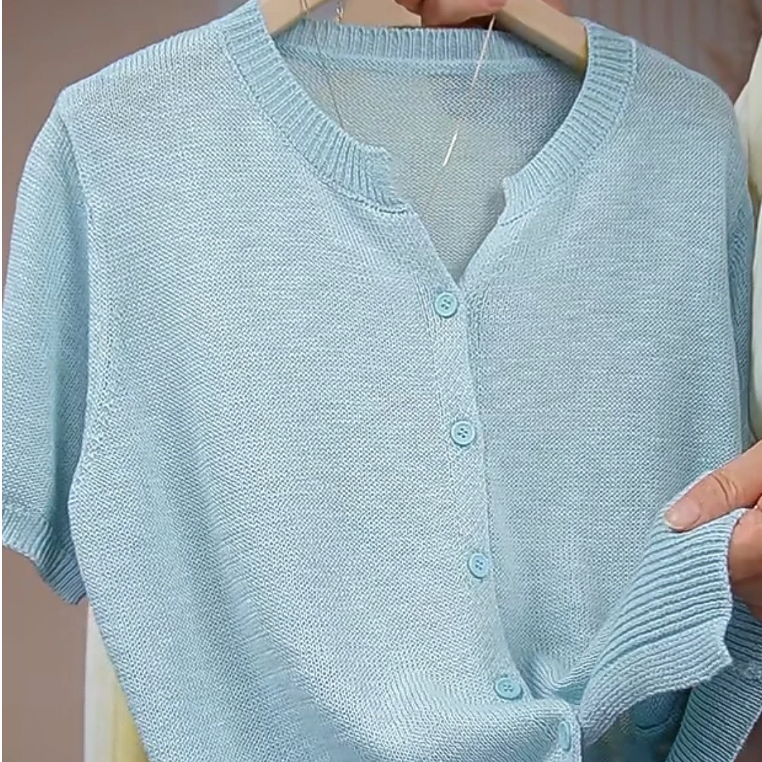 薄款短袖百搭时尚气质休闲宽松显瘦针织开衫