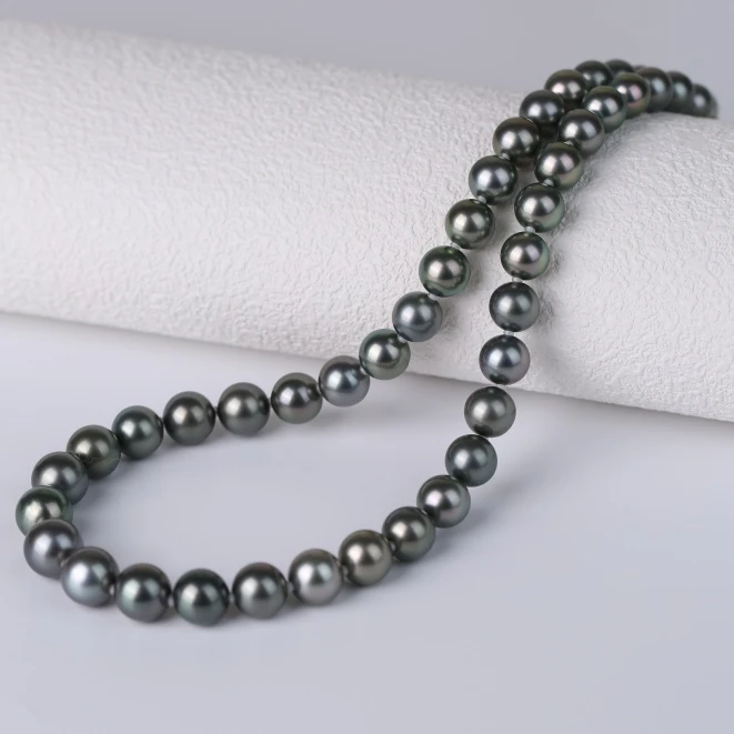 【真科研大证】【簪星曳月】18K金SS级大溪地黑珍珠珠链大颗珍珠