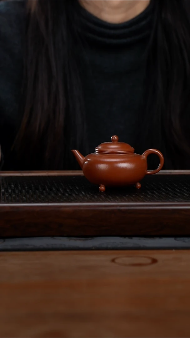 茶壶紫砂130cc黄龙山原矿小煤窑朱泥三足水平13