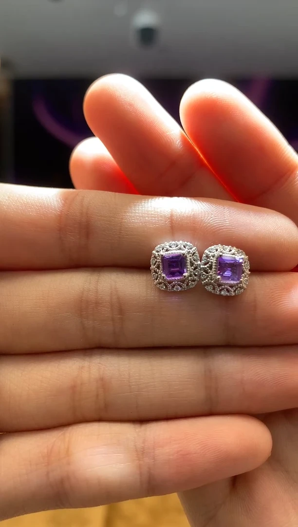 水晶耳饰银S925镶嵌耳饰