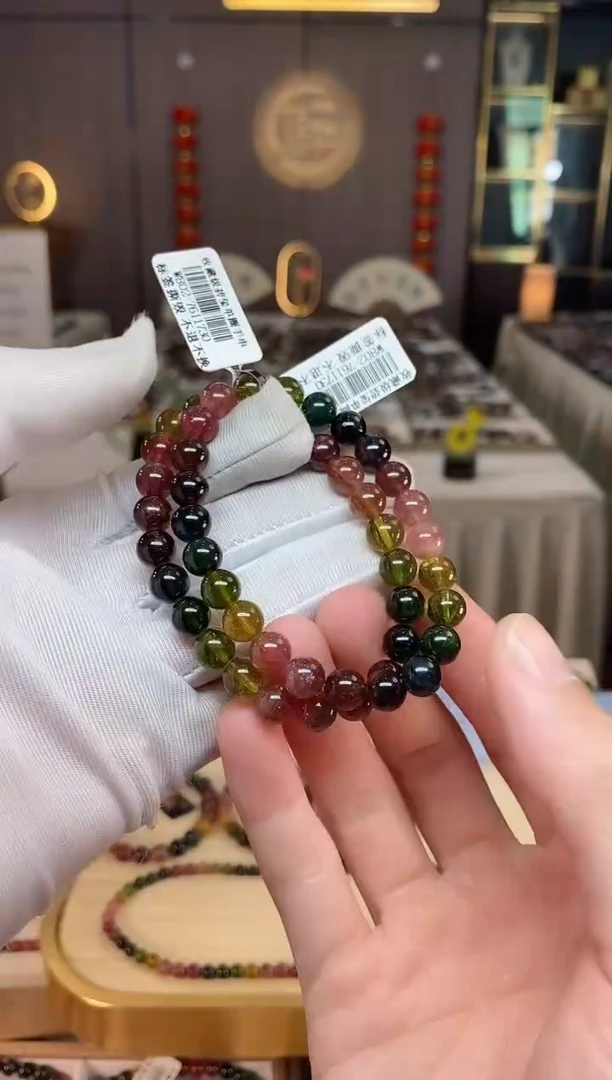 未镶嵌老矿碧玺彩虹单圈手串7mm+碧玺xion多样性发一条