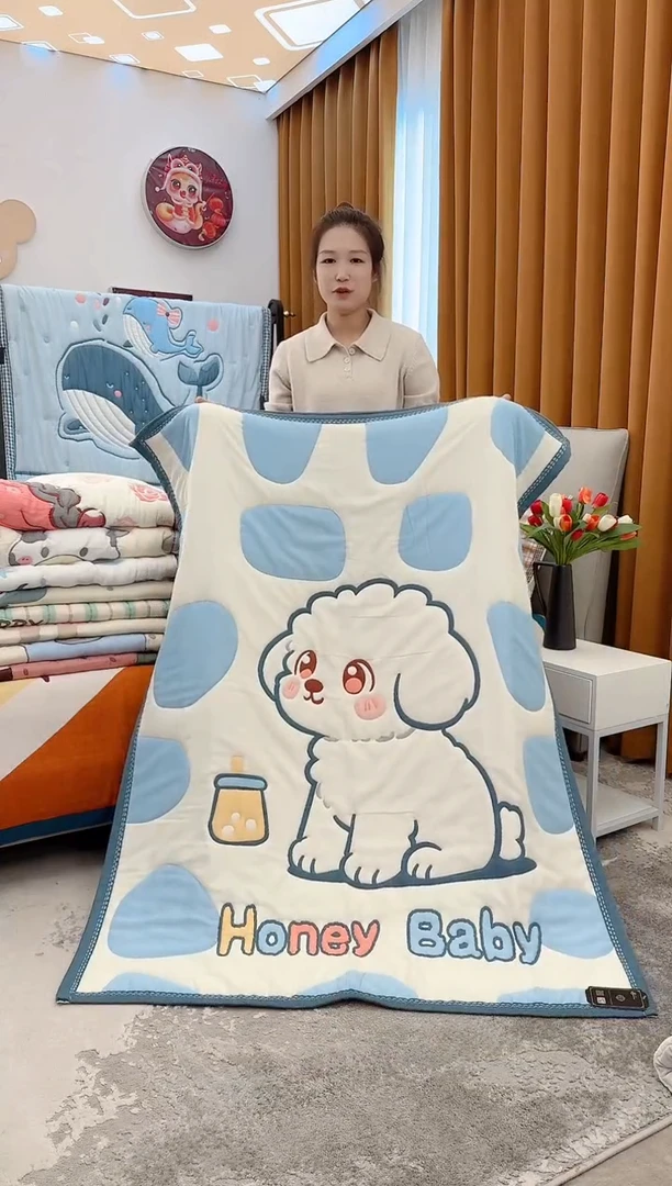 棉质花小奶狗蓝-120x150