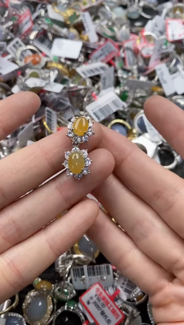 银S925镶嵌戒指翡翠444   2