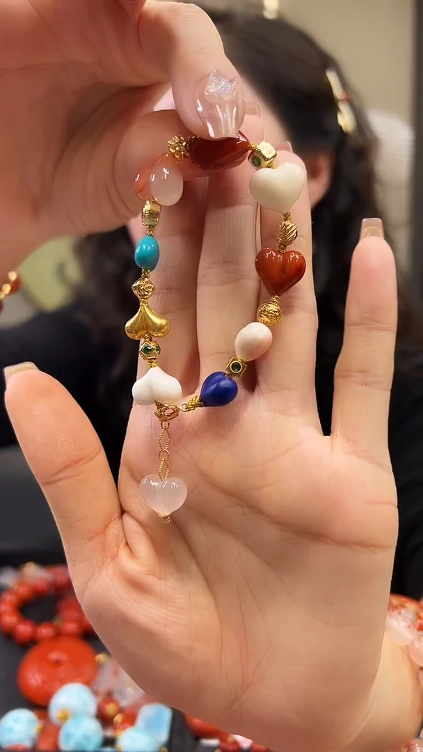 未镶嵌手链南红玛瑙/18K金设计款/P桃DIY款