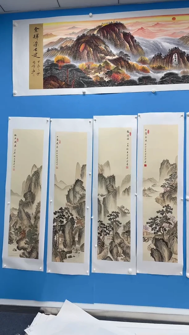 国画条屏手绘作品