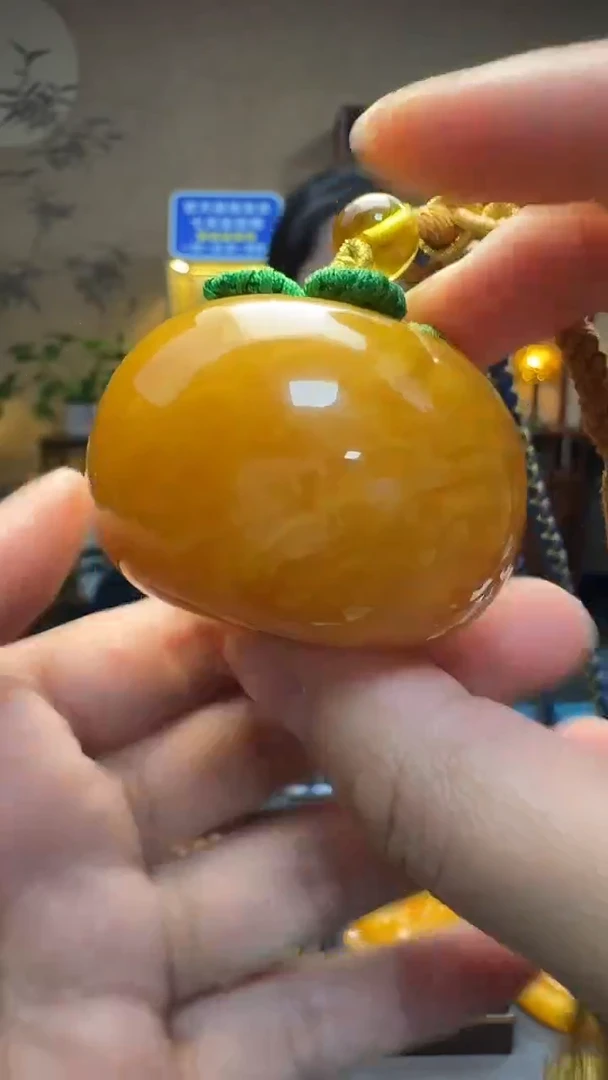 琥珀吊坠(不含链)未镶嵌天然保真蜜蜡柿子套装（送绳子）