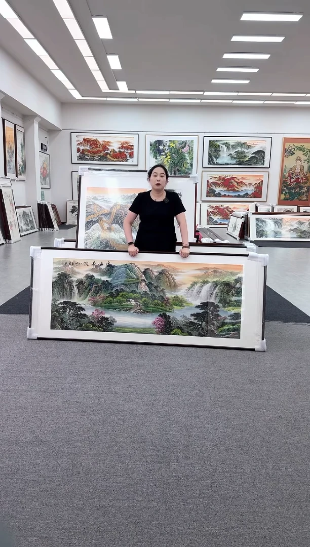 国画手绘219*88富水长流