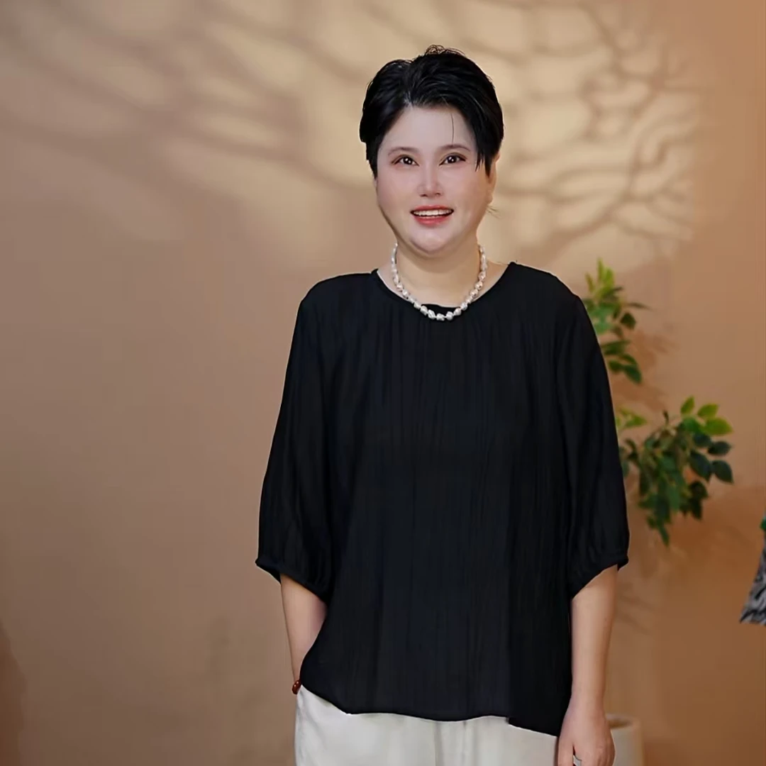 夏季新款时尚气质显瘦百搭衬衫洋气妈妈-62