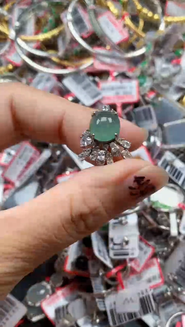 银S925镶嵌戒指翡翠天然A货缅甸翡翠