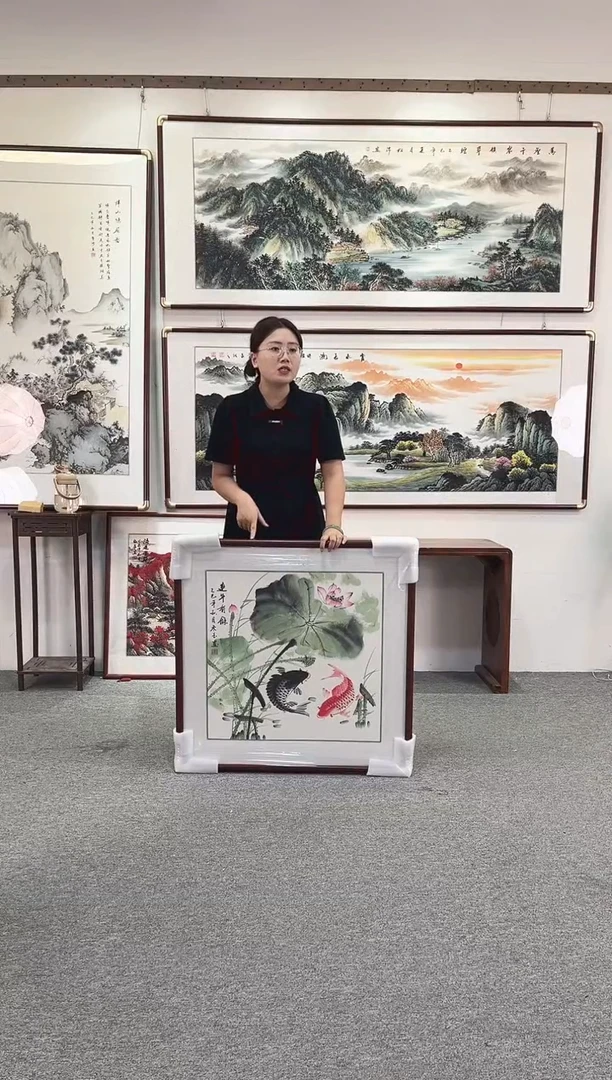 国画纯手绘80x80连年有余