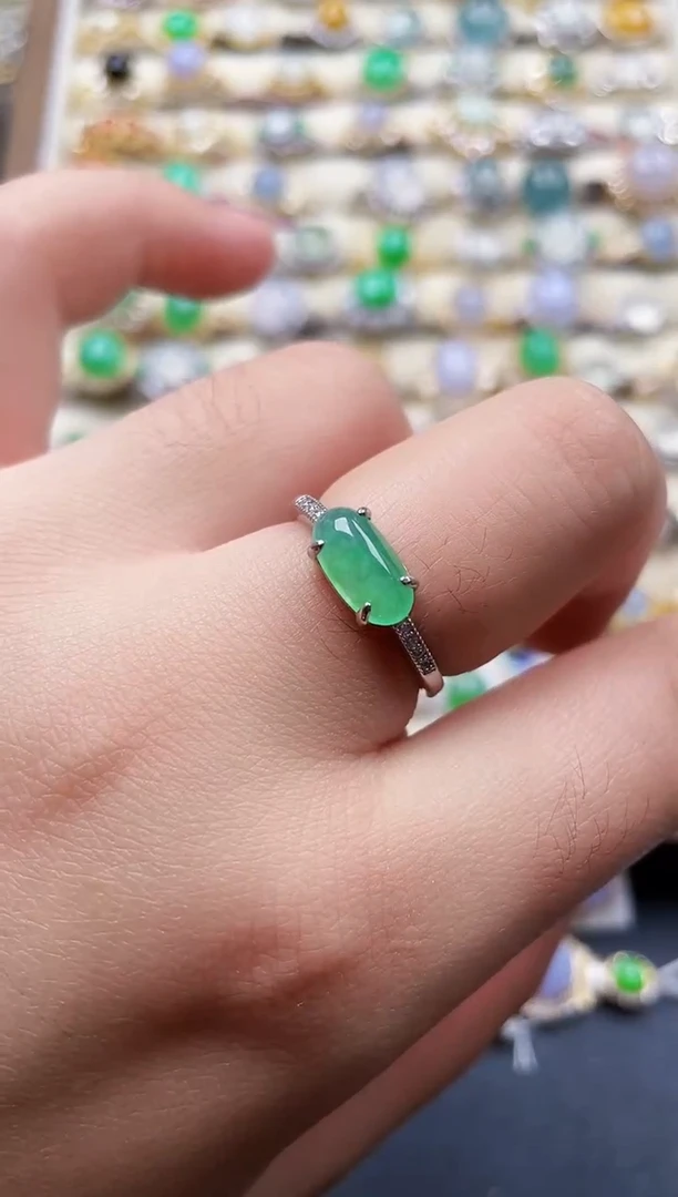 银S925镶嵌戒指翡翠224