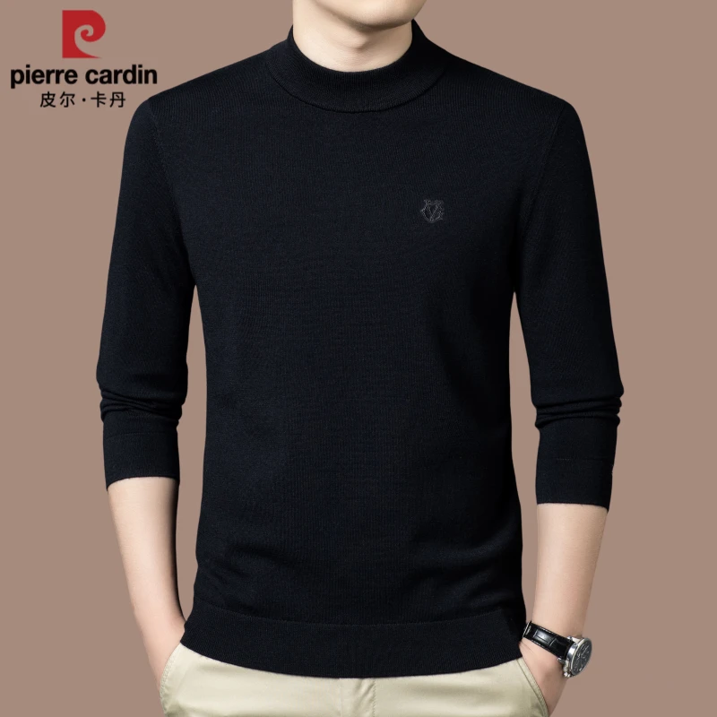【国际大牌皮尔卡丹】高档男士100%纯羊毛衫秋冬季半高领打底毛衣男