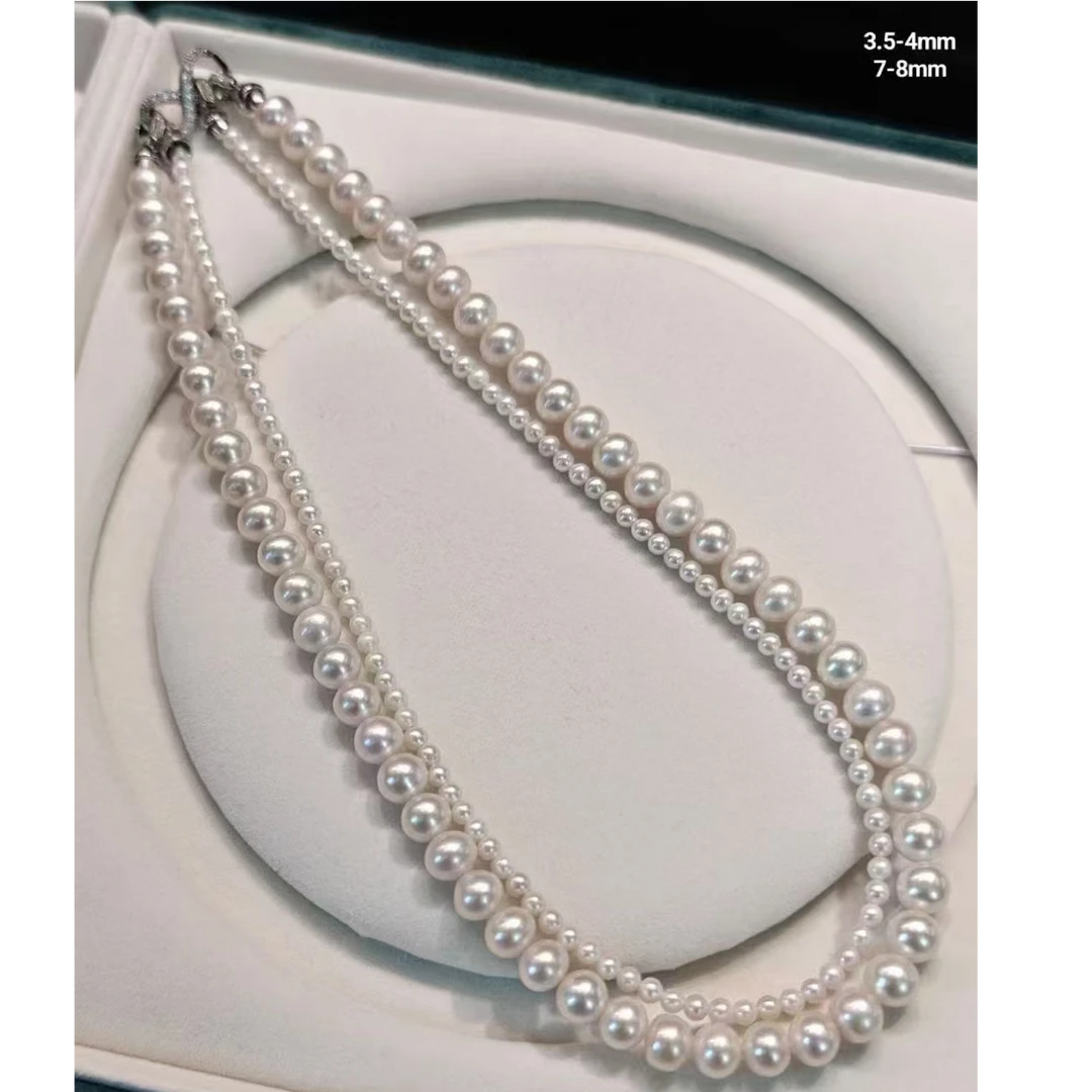 3-4/7-8mm天然淡水珍珠双层叠戴项链