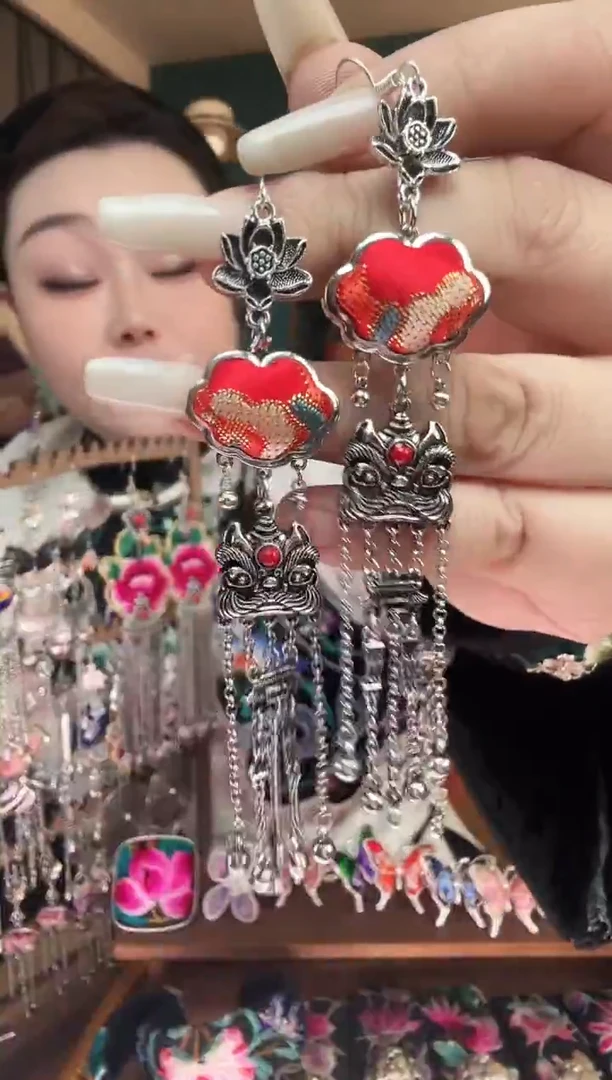 刺绣纯手工民族风刺绣耳环