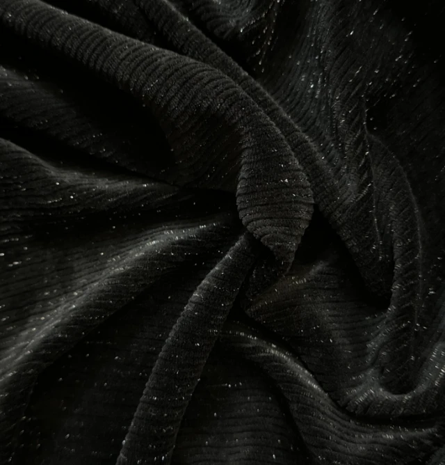 【500g黑色织银雪尼尔针织面料】可做外套，套装，连衣裙等