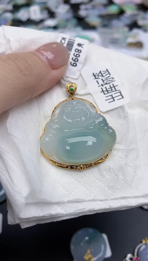 【闪购商品】翡翠颈饰18K金镶嵌天然缅甸翡翠A货