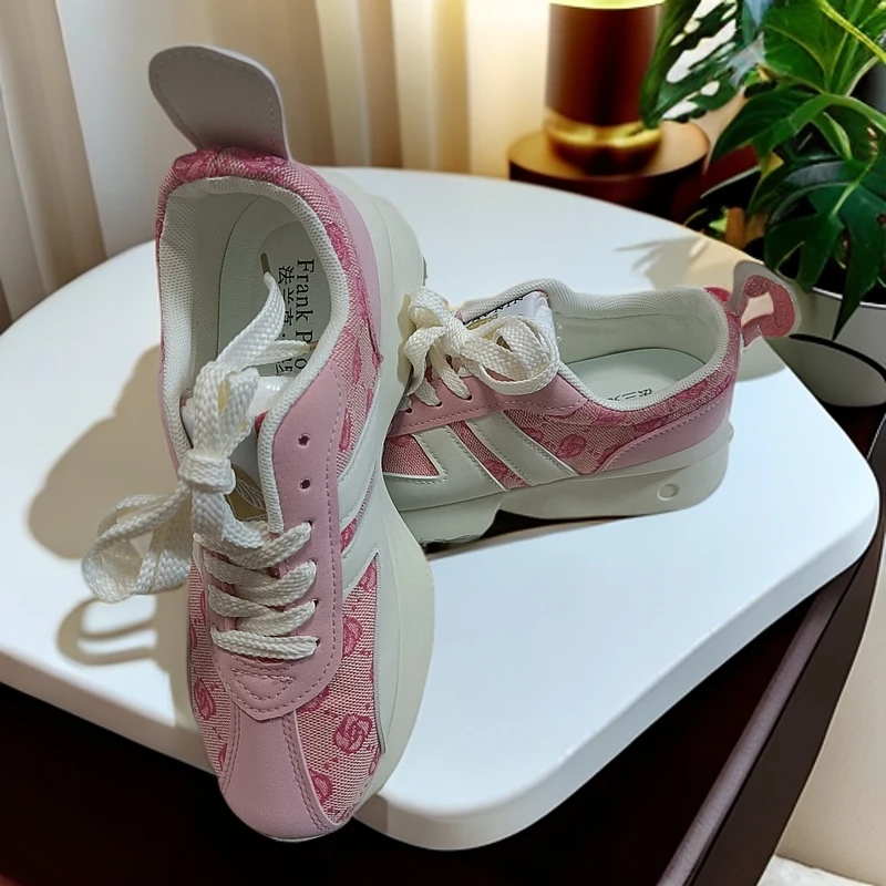 老爹鞋女款时尚网面百搭小白鞋潮流透气鞋子布鞋女鞋夏季拼色厚底