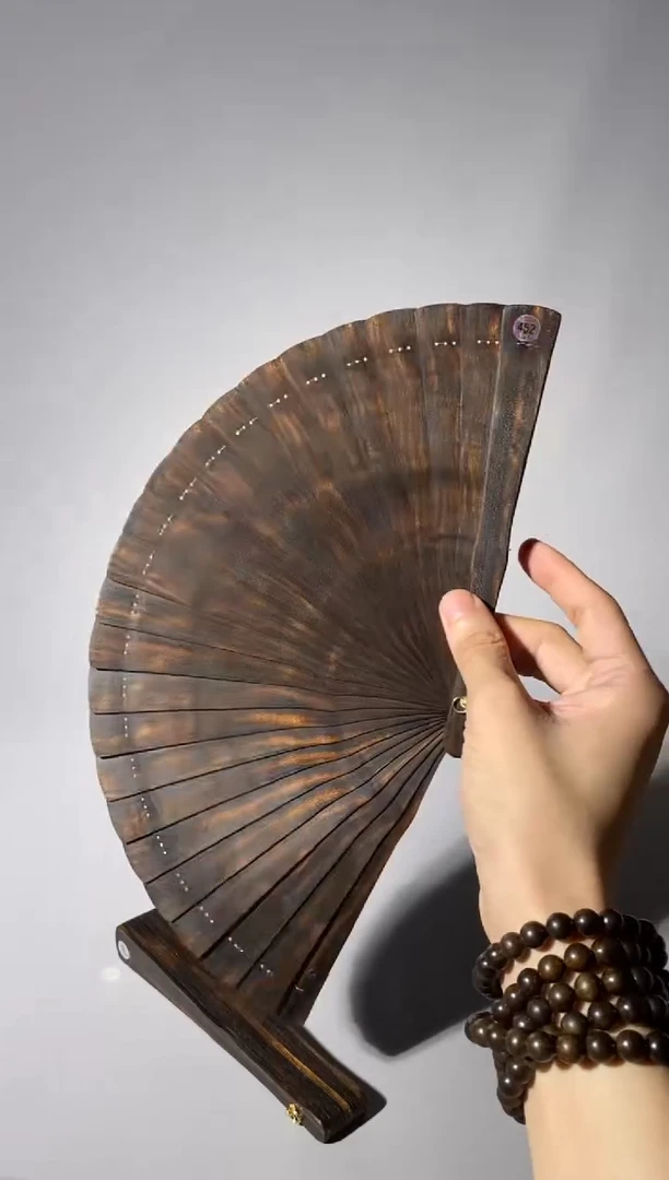 金丝楠陈*452号18cm乌木金丝楠小叶桢楠扇子