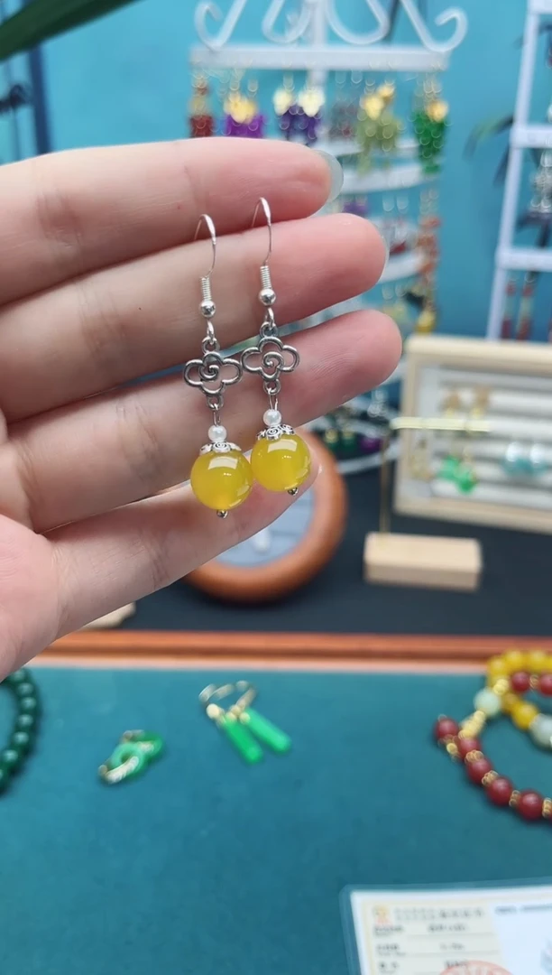 玛瑙/玉髓耳饰银S925镶嵌702000