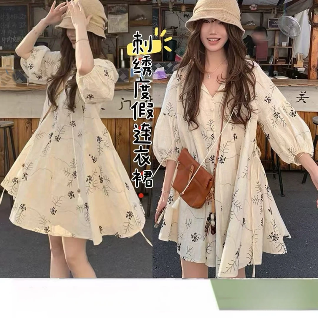 3374卫兰纸样重工刺绣度假连衣裙打版新手做裙子裁剪缝纫服装样板