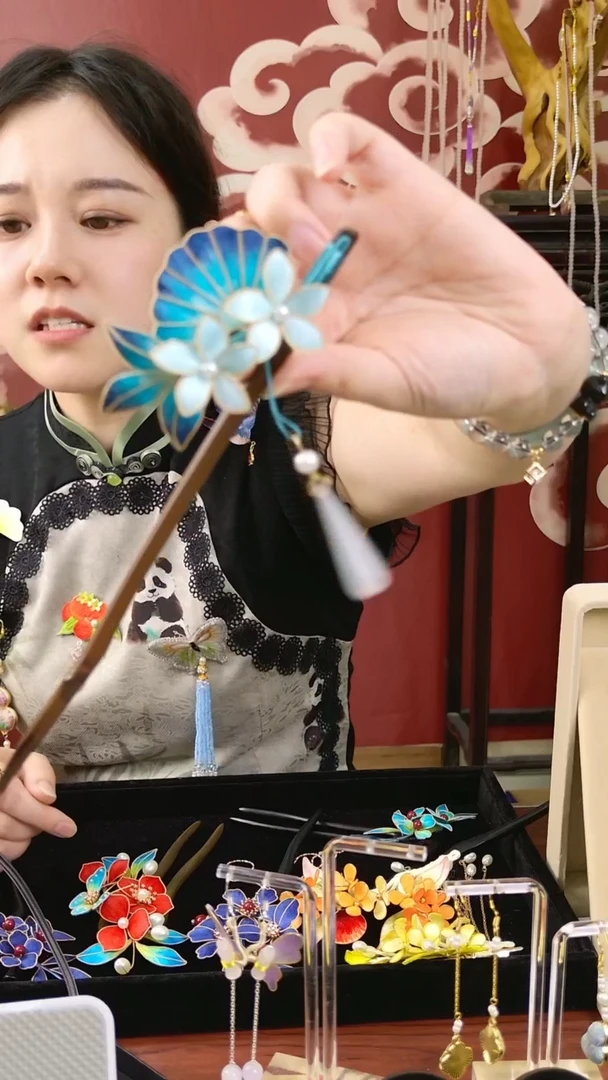 刺绣纯手工绒花发簪