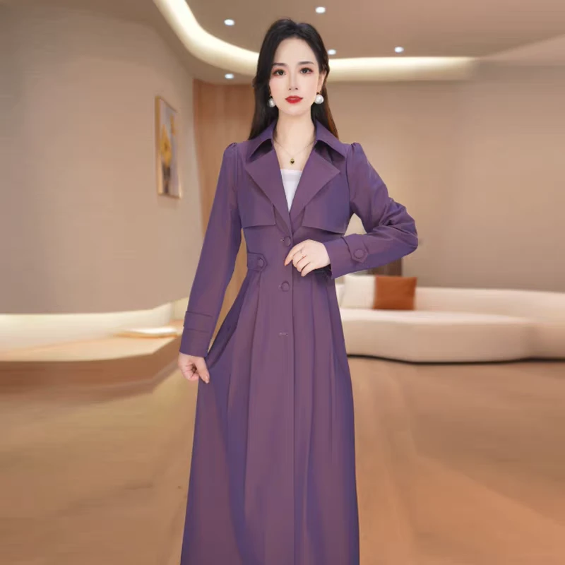 高级琉璃精纺气质防风衣裙子俩件套2025秋季新款中长款这肚子套装