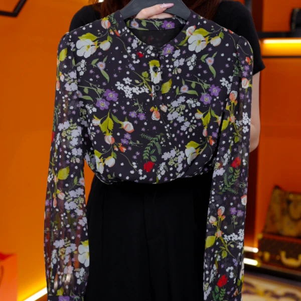 2025新款春祺夏安漂亮圆领木耳领小衫套头衬衫长袖时髦上衣打底衫