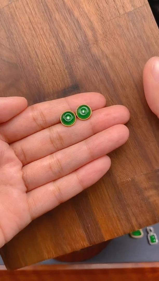 【闪购商品】翡翠耳饰银S925镶嵌平安扣耳饰