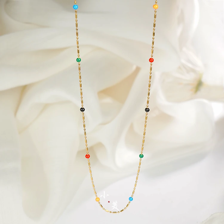 18K金彩虹满天星针式项链 G2225