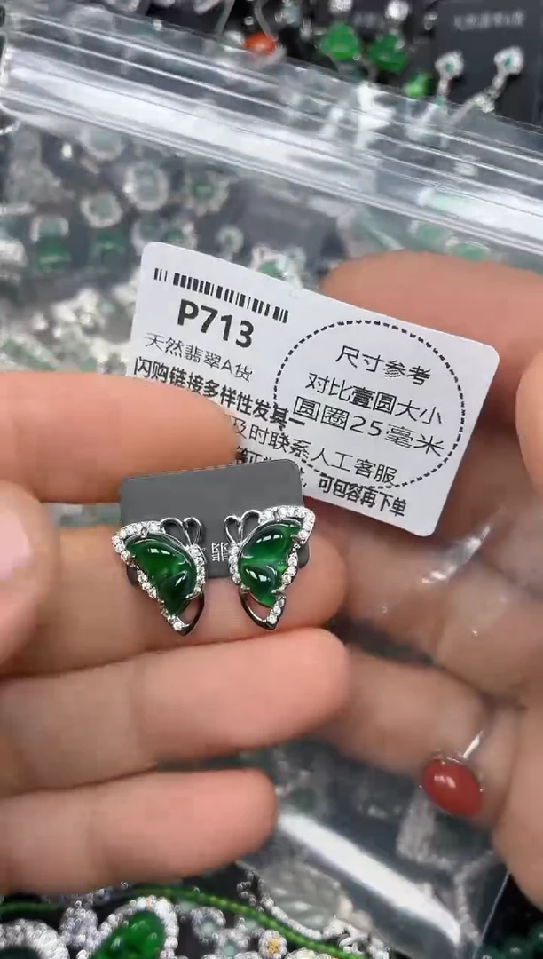 颈饰未镶嵌翡翠P713耳钉